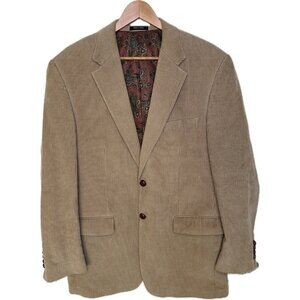 Lauren Ralph Lauren Blazer Men 42 L Brown Corduroy Elbow Patch Paisley Lining